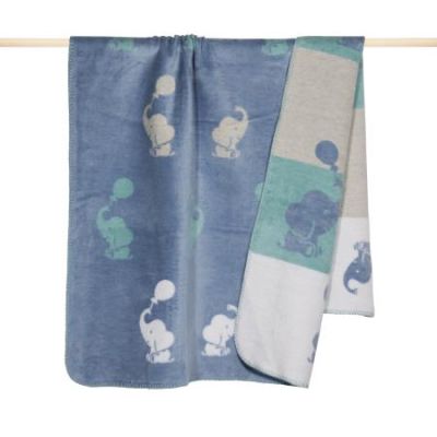 pad Babydecke ELEPHANT 75 cm x 100 cm blue