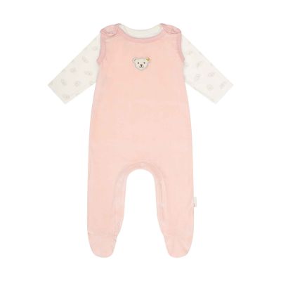 Steiff Set Nicki-Strampler uni + T-Shirt langarm Elefäntle GOTS rosa