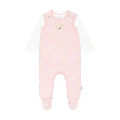 Steiff Set Strampler + T-Shirt langarm Elefäntle silver pink Gots