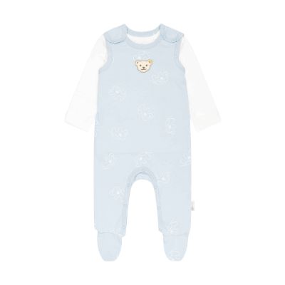 Steiff Set Strampler + T-Shirt langarm Elefäntle celestial blue Gots