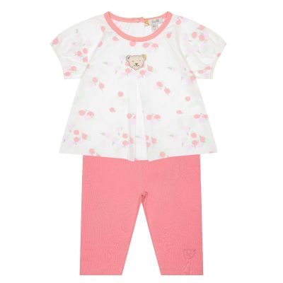 Steiff Set T-Shirt und Leggings weiß / rosa süße Früchtchen